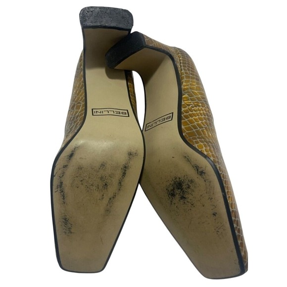 Bellini Gold Snake Print Patent Leather Margie Style Wide Heel Pumps 6 1/2 - Picture 4 of 6